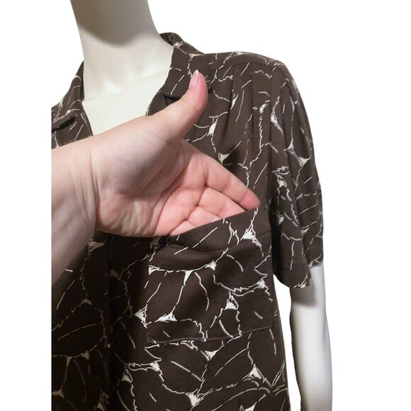 VTG Rodier Paris Autumn Leaves Dress 44 (L) Belted Playful Minimalist Neutral - Picture 5 of 13